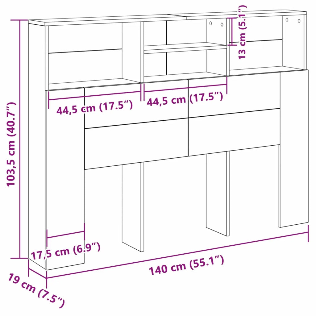 Testata del letto Rovere Nero Legno ingegnerizzato 862752