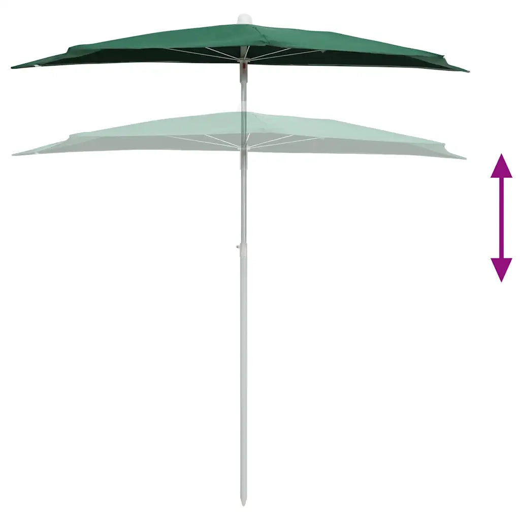Ombrello | Parasolne Semicircolare da Giardino con Palo 180x90 cm Verde