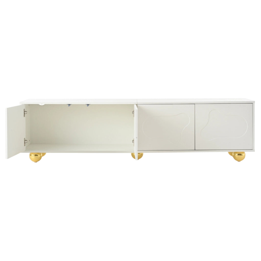 Mobile TV 180x40x45 cm con ante a forma di nuvola in truciolato bianco