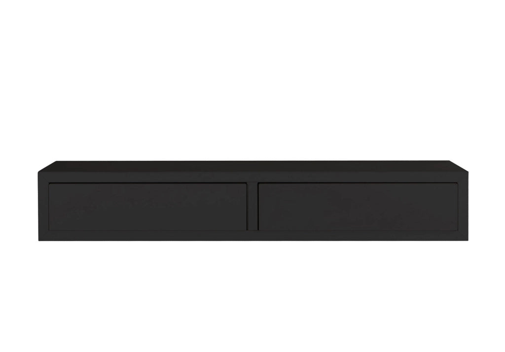 Mensola da Parete con 2 Cassetti 88,2x13,4x23,7 cm in Fibra di Legno Domino Maxi Nero
