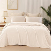 Deken di Flanella Soothing e Caldo 220 x 240 cm Bianco per Serate Accoglienti