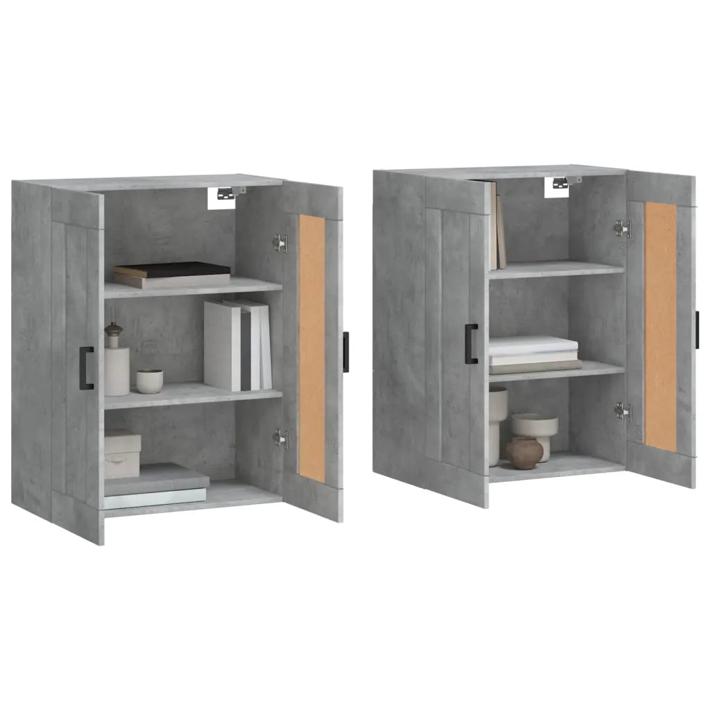 Armadietti a Parete 2 pz Grigio Cemento in Legno Multistrato 3198021