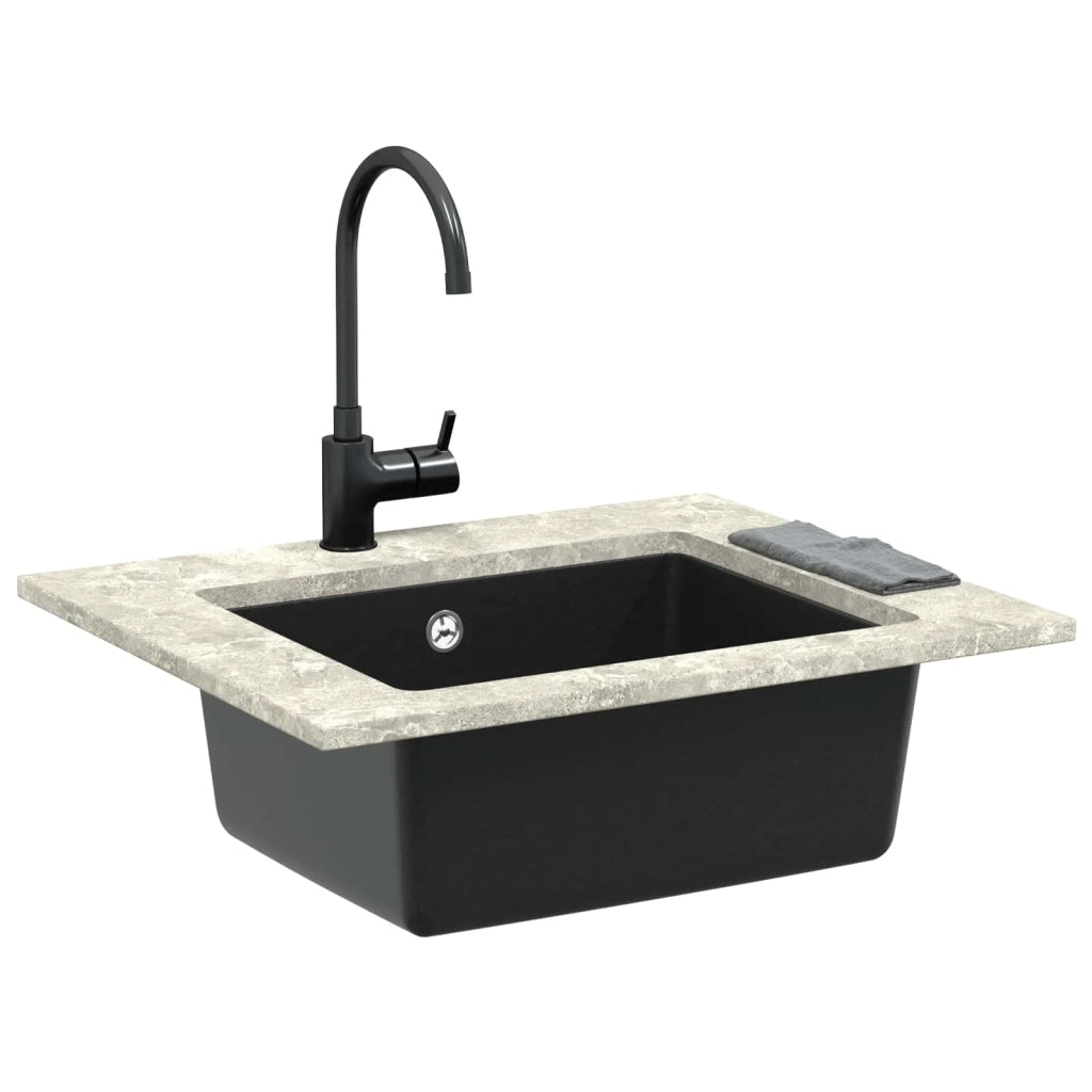 Lavello Nero 530 x 460 mm 80% Quarzo e 20% Resina