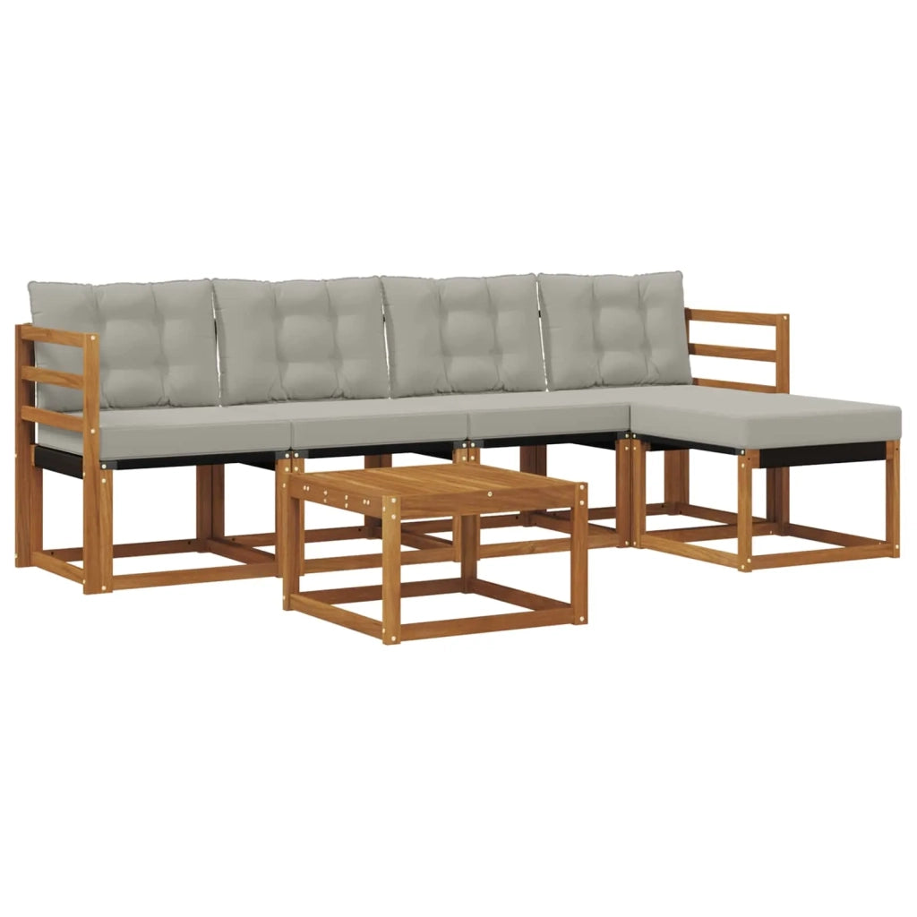 Set di divani da esterno 6 pcs Grigio Naturale e Chiaro
