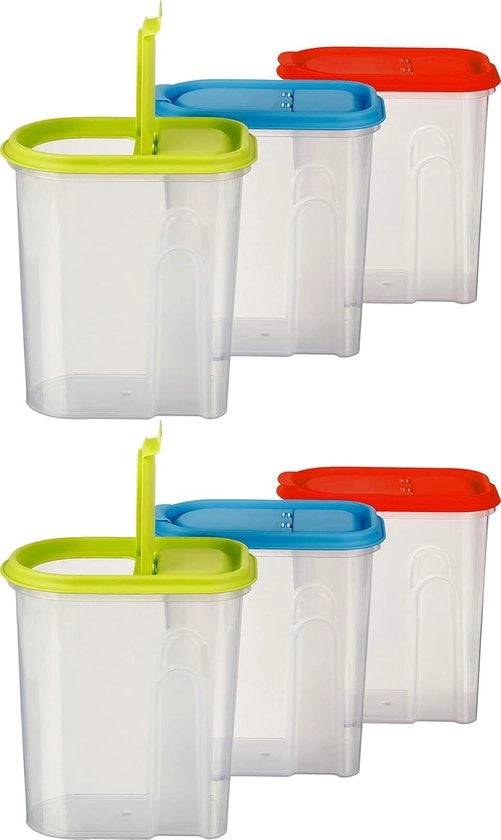 Set di 6 scatole di conservazione - colorato - BPA libero - 2 litri