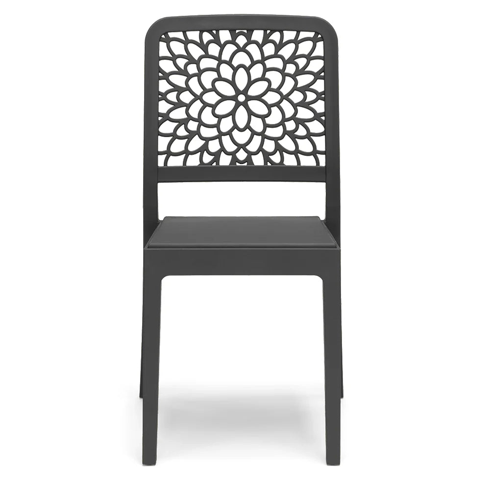 Sedia in polipropilene TICHE, impilabile, resistente ai raggi UV, design moderno, ideale per sala da pranzo, cucina, sala d’attesa, bar, ristoranti o giardino, colore Antracite