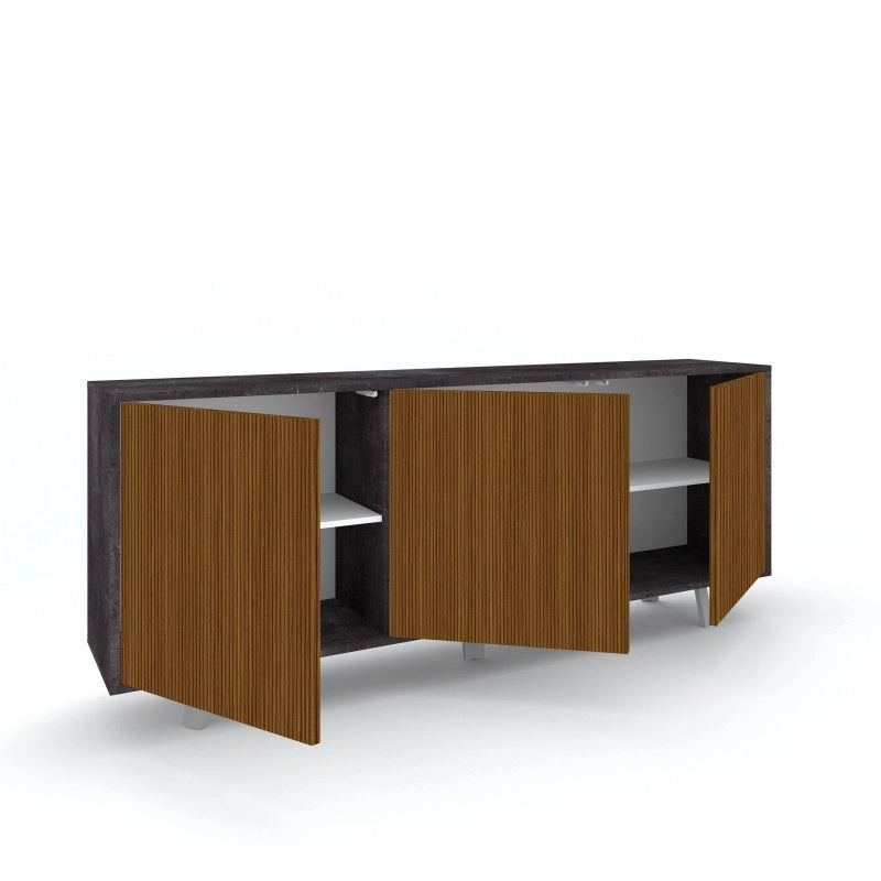 Mobile 3 Ante 177L x 41P x h74 – Finitura Nero Opaco e Bianco Opaco – Sarmog