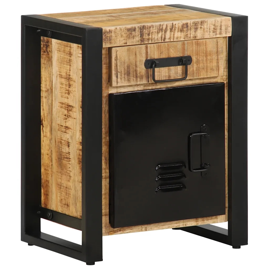 Comodino 40x30x50 cm in Legno Massello di Mango Grezzo