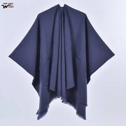 Sciarpa da donna, elegante mantello con cintura diagonale monocromatica