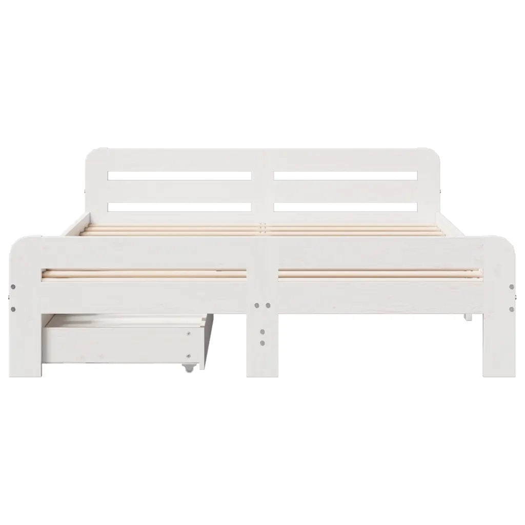 Letto senza Materasso Bianco 140x190 cm Legno Massello di Pino 3309051