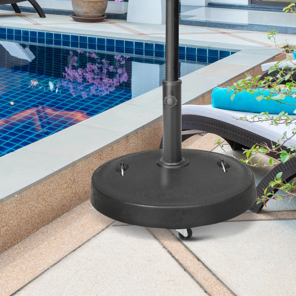 Base per Ombrellone con Ruote ¨C zephmum ¨C 25 kg Resina Nero ?53x41 cm