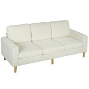 Divano 3 posti in velluto a coste, con cuscini a molle e imbottitura, 192x80x84,5cm, beige