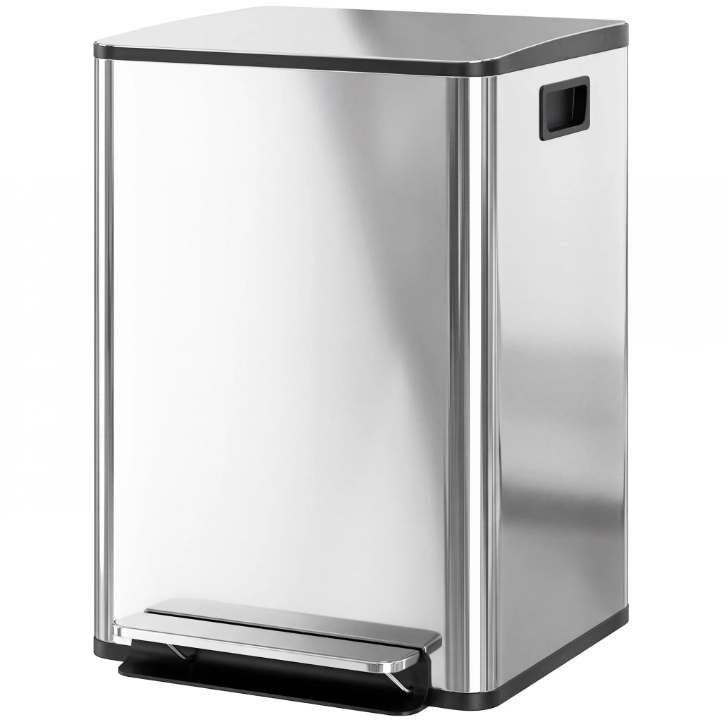 Bidone per Rifiuti 2x20L ¨C zephmum ¨C Coperchio Soft-Close, Antimpronte, Acciaio Inox, Argento