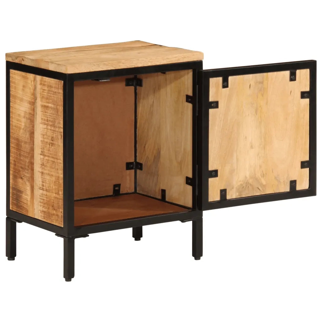 Comodino-Tavolino da notte 40x30x52,5 cm in Legno Massello di Mango Grezzo