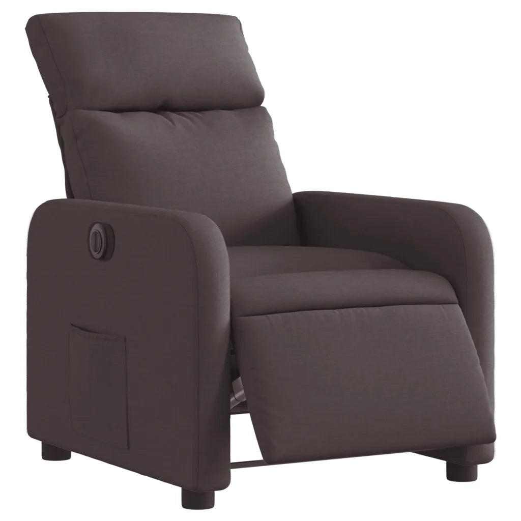 Poltrona | Sedia Relax Elettrica Reclinabile Marrone Scuro in Tessuto