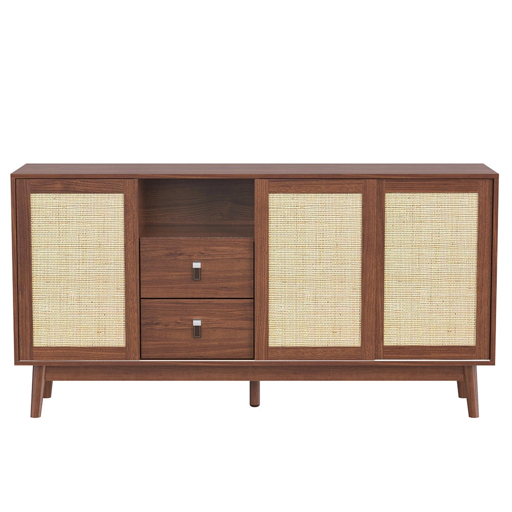 Buffet - Xylo - 155??38??80 cm - 3 Porte Ratan?? Scorrevoli 2 Cassetti