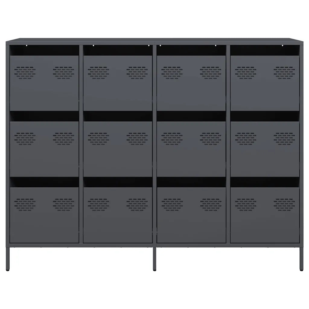 Credenza Antracite 135x39x103,5 cm in Acciaio Laminato a Freddo