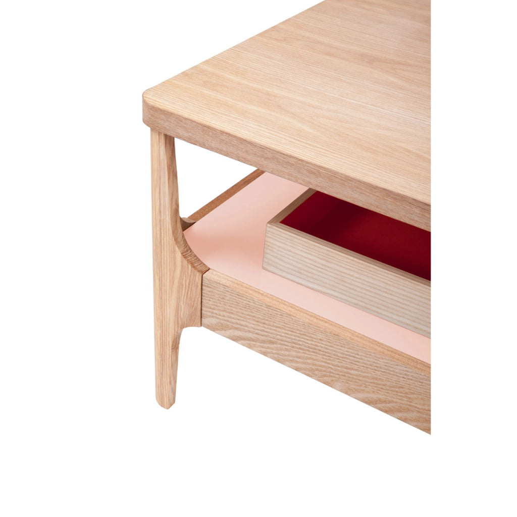 Tavolino da caffe' Addison III in frassino con ripiano rosa 120x60 cm