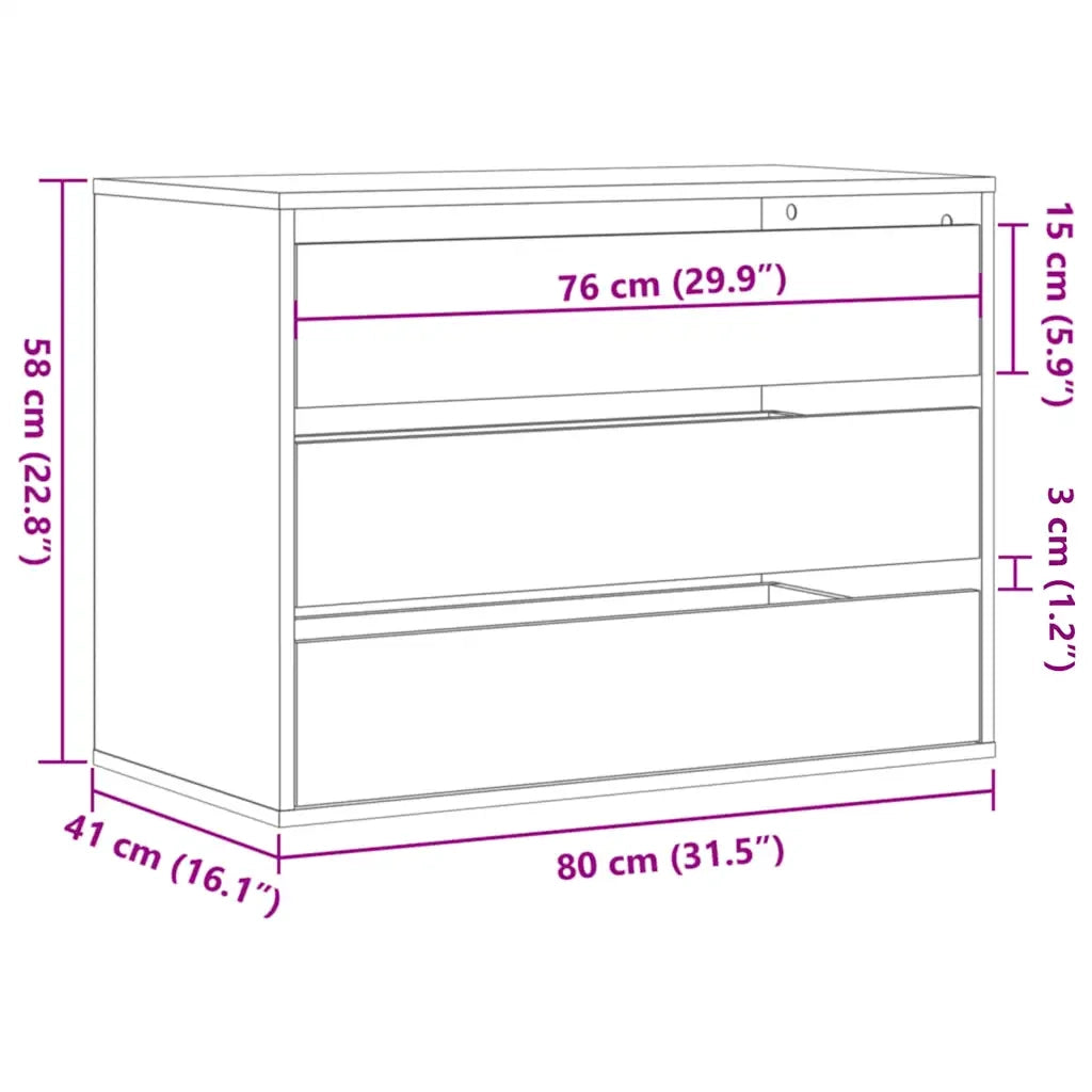 Cassettiera Angolare Rovere Artigianale 80x41x58cm Multistrato 852860