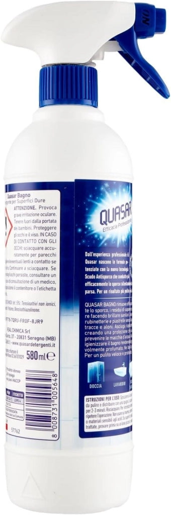 QUASAR SPRAY BAGNO IGIENIZZANTE 580 ML RIMUOVE RESIDUI DI SAPONE OKY