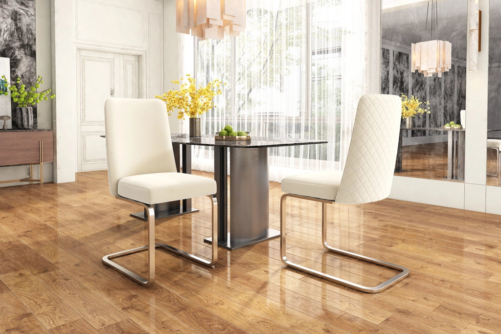 SEDIA da pranzo in velluto, set da 4 pezzi, beige, gambe in metallo