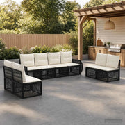 Set Divano da Giardino 8 pz Nero e Bianco Crema polyrattan 3435391