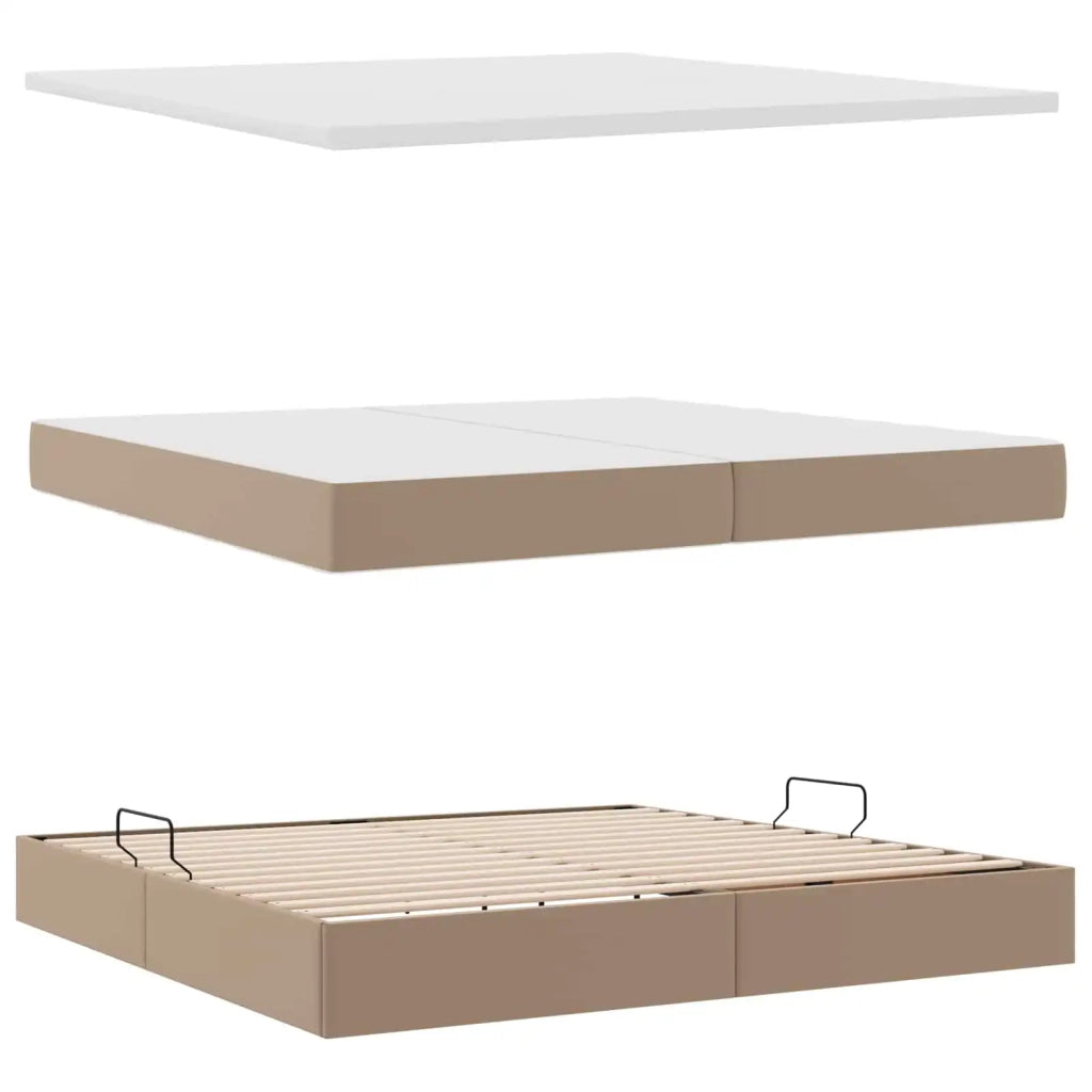 Letto con contenitore e materasso Cappuccino 200 x 200 cm