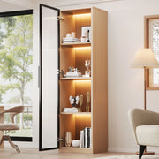 Vetrina con Porta in Vetro e LED ¨C MINIMAL ¨C Rovere, MDF, Soft-Close, 40x40x165