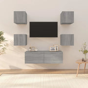Set di Mobili TV a Parete Grigio Sonoma in Legno Multistrato 3120303