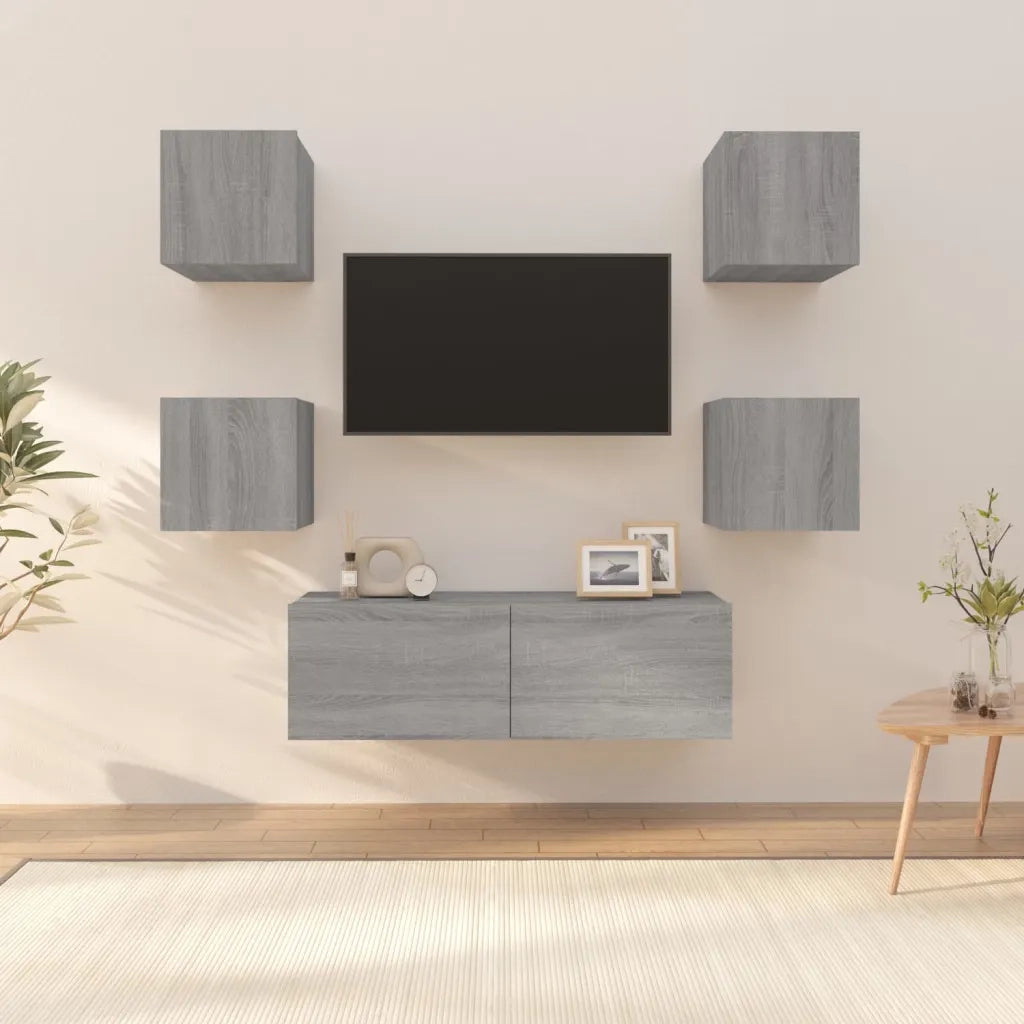 Set di Mobili TV a Parete Grigio Sonoma in Legno Multistrato 3120303