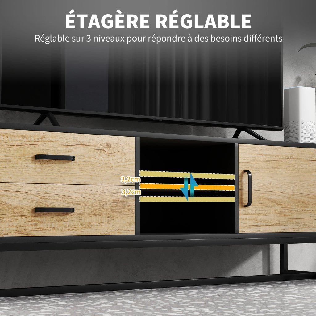 Mobile TV fino 60 pollici ¨C Xylo ¨C legno naturale con 2 cassetti e ante