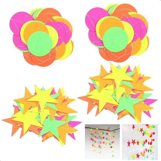 Slinga di carta neon - accessori per feste - luminosa - compleanni e matrimoni - 4 metri - colorata.