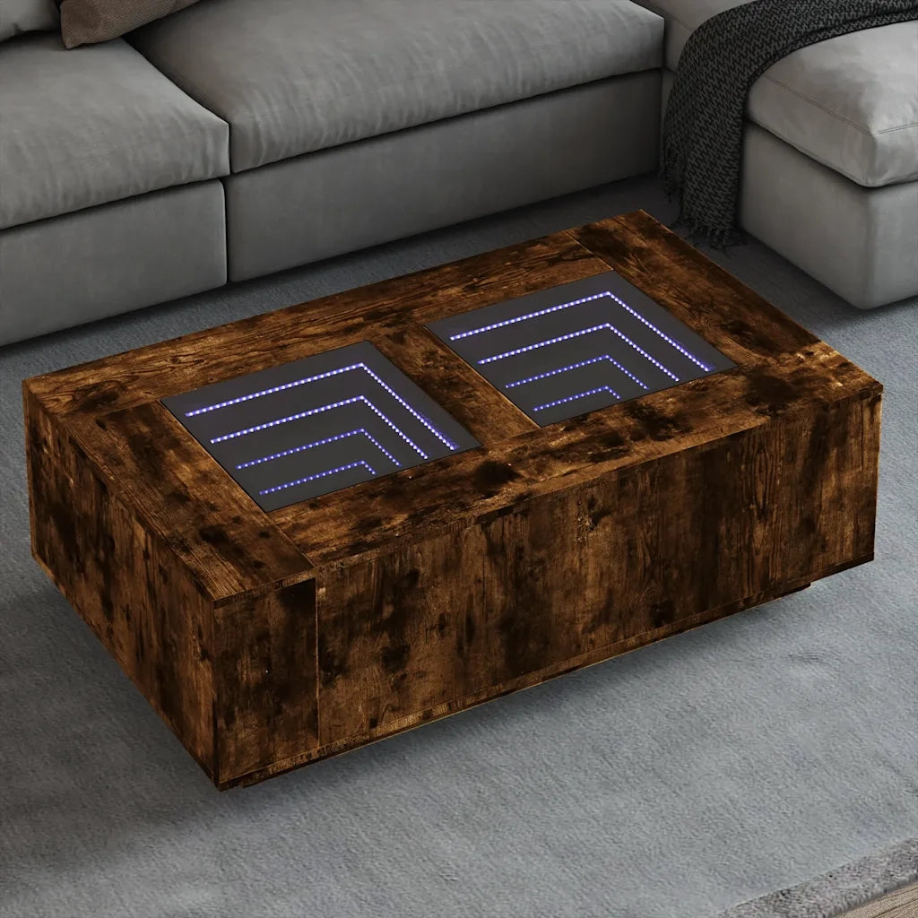 vidaXL Tavolino da Salotto con LED Infinity Rovere Fumo 116x69x40 cm