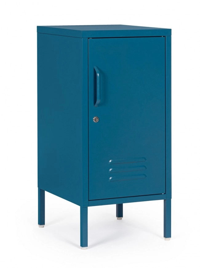 Comodino 1 Anta 40x35x76 cm Cambridge in Acciaio Blu