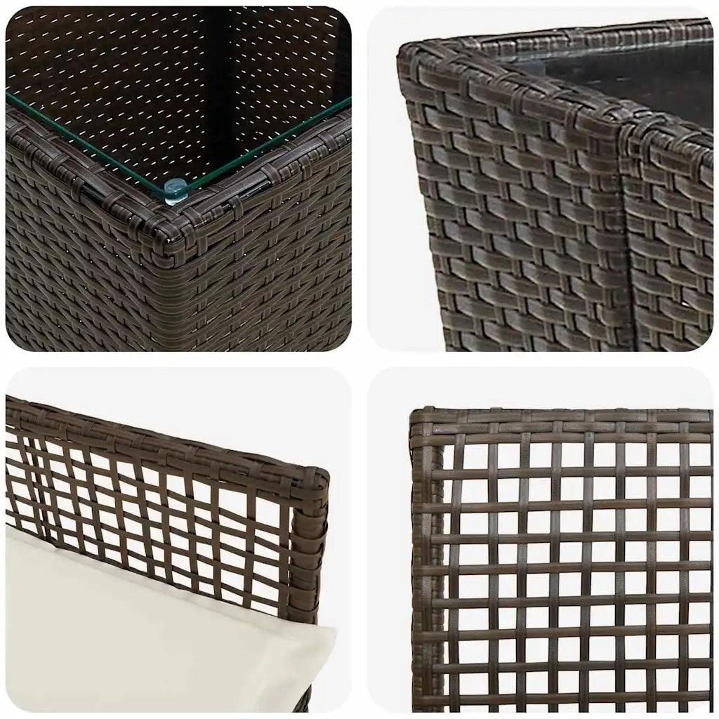 Set Bistro da Giardino 3 pz | Set Salotto da Giardino Marrone polyrattan