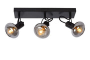 Plafoniera Lucide Madee 3 Luci E14 25W Fumé Nera Vetro
