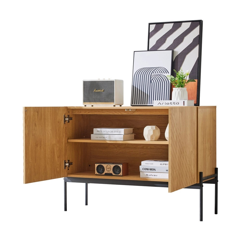 Credenza 2 Ante con Gambe in Metallo e Design a Linee ¨C MINIMAL ¨C 100x40x75 cm