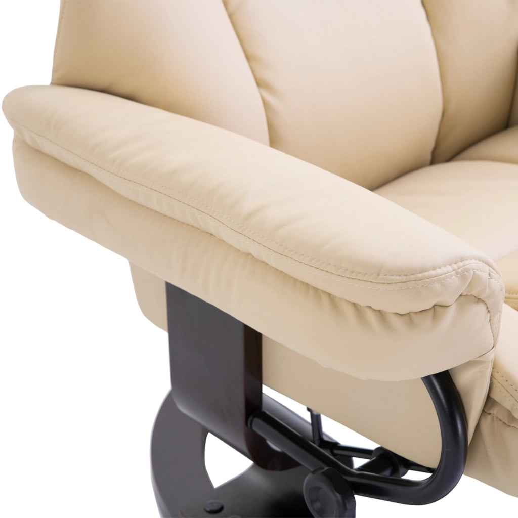 Poltrona relax reclinabile con poggiapiedi ¨C Xylo ¨C similpelle crema, girevole, 80x79x100 cm