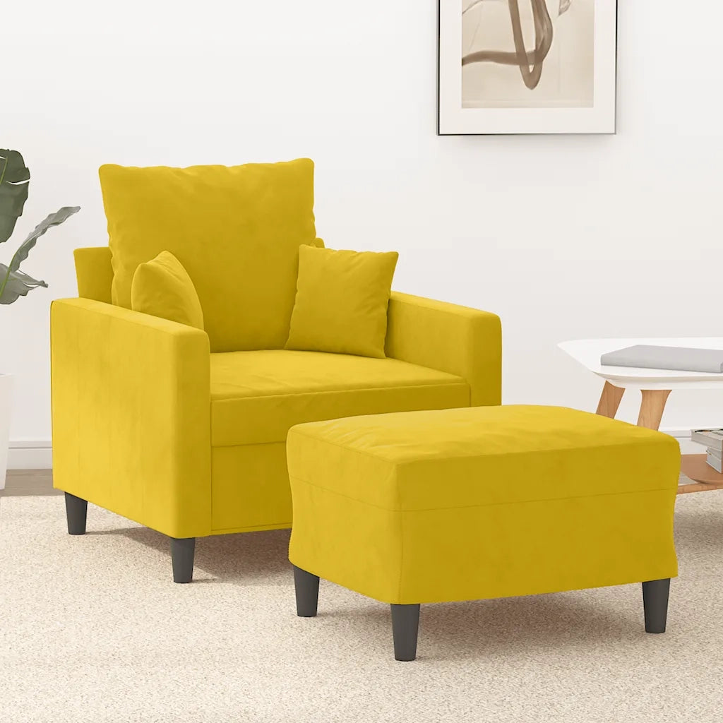 Divano Sedia-Poltrona con Poggiapiedi Giallo 60 cm in Velluto 307579
