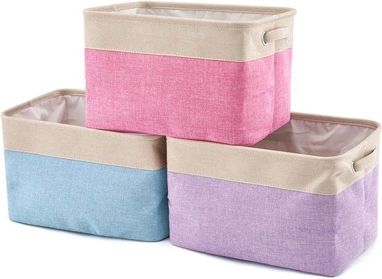 Set di contenitori opachi in tela di canapa per bambini - set da 3 pezzi - per abbigliamento e giocattoli