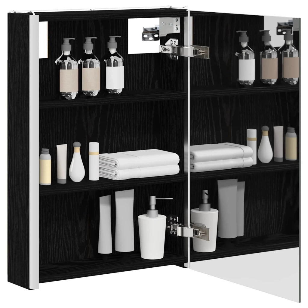 Mobiletto per specchio da bagno Rovere Nero 43 x 11,5 x 60,5 cm 889224