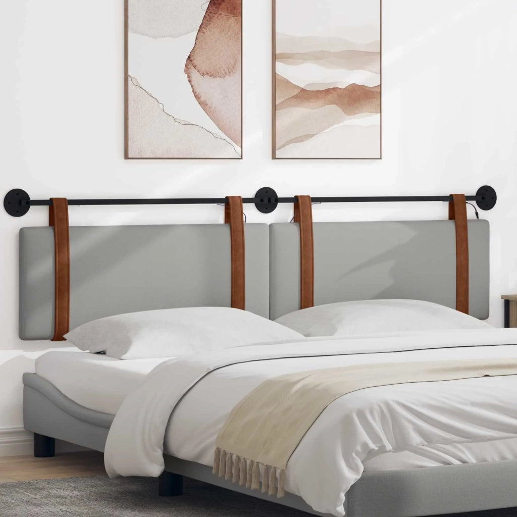 Testiera sospesa Con luce LED Grigio Nuvola PU Antico
