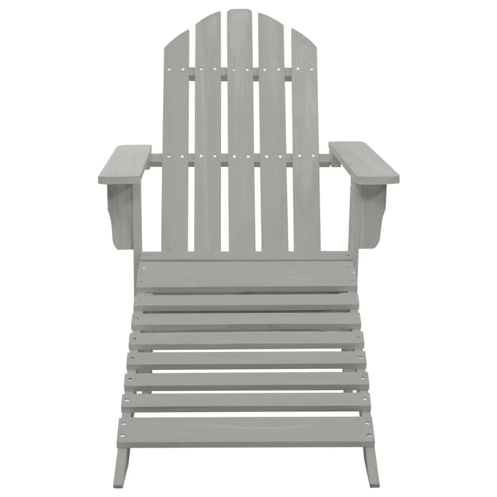 Sedia da giardino Adirondack con pouf e tavolo in abete grigio 02_0013326