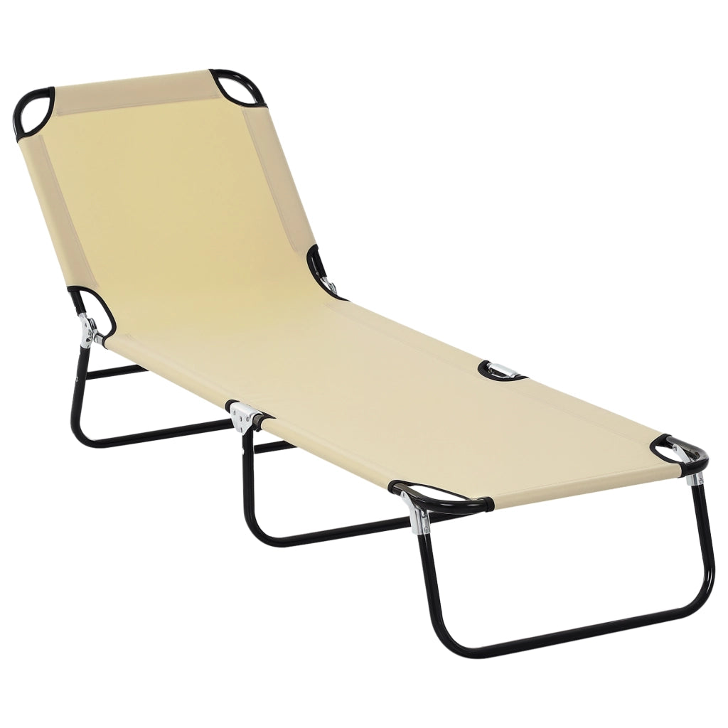 Poltrona Pieghevole Reclinabile a 5 Posizioni ¨C Zephmum ¨C Beige 188x56x28 cm