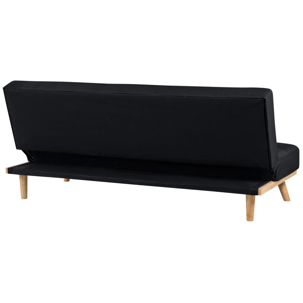 Divano letto Click Clack a 3 posti da soggiorno moderno trapuntato Nero