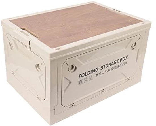 Cassa di stoccaggio 50L - Opvouwbaar - Copertura in legno - Camping - Organizzatore di bagagliaio - Solida portata 100 kg - Contenitore di stoccaggio