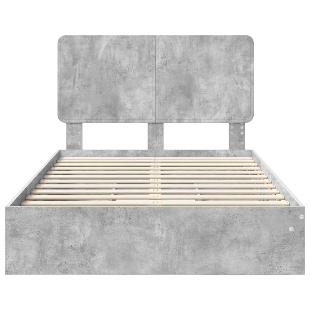 Letto con Contenitore con testiera Grigio cemento 135 x 190 cm 3412696