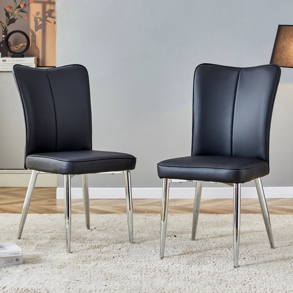 SEDIA da pranzo Set da 2 pezzi Nero PU e metallo