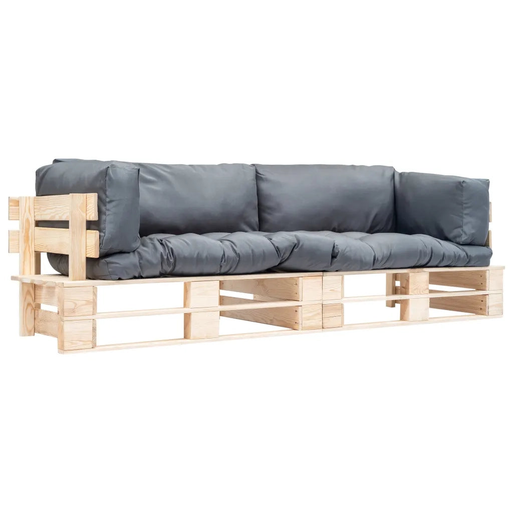 Divani da Giardino su Pallet 2 pz Cuscini Grigi in Legno Pino cod mxl 56561