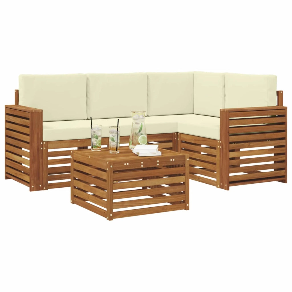 Set di divani da esterno con cuscino 5 pcs Naturale e Crema 3374775